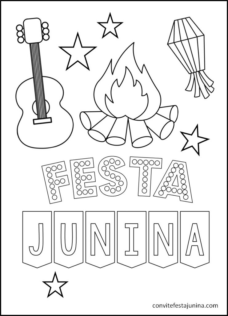 FREE! - Desenhos de Festa Junina para Colorir